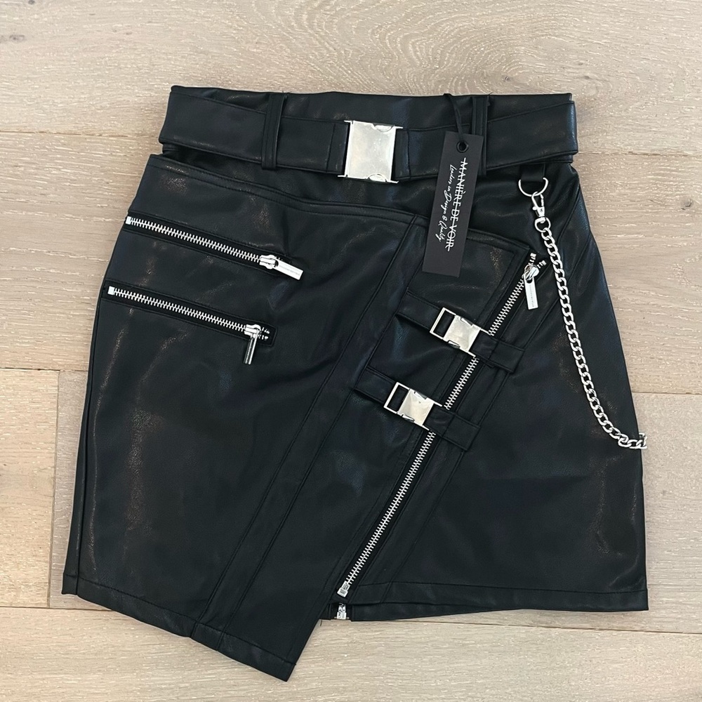 NWT Maniere de Voir faux leather moto skirt